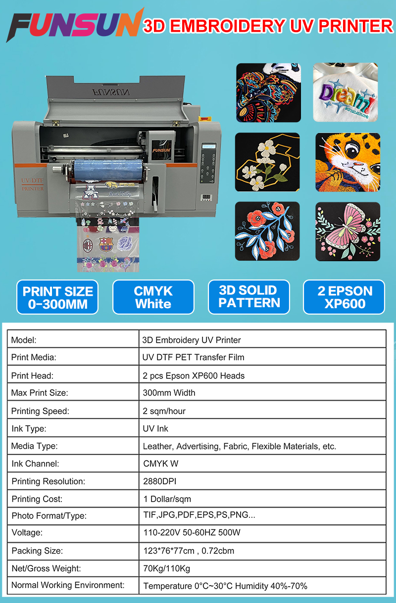3D Embroidery UV Printer